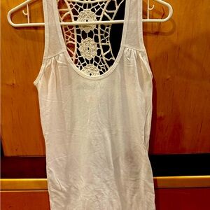 Razor back white tank top